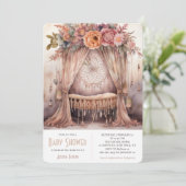 Modern Boho Wieg Dreamcatcher Mobiel Baby shower Kaart (Staand voorkant)