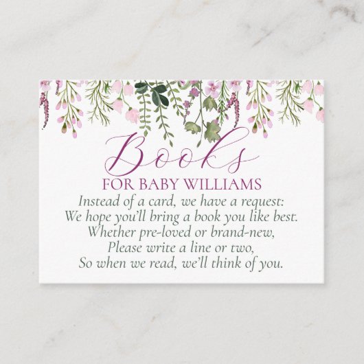 Modern Boho Wildbloemen Baby shower Boeken voor Ba Informatiekaartje (Voorkant)