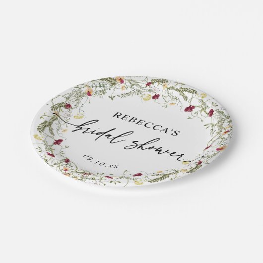 Modern Boho Wildbloemen Vrijgezellenfeest Papier B Papieren Bordje (Gekanteld)