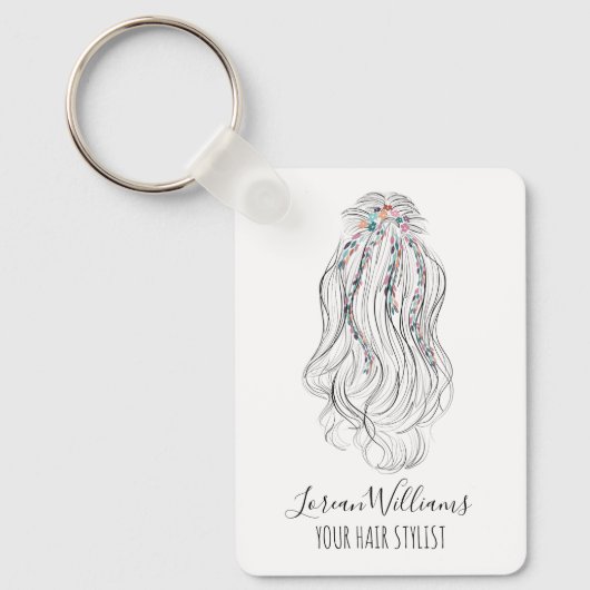 Modern Boho Wildebloem Bruids Haarstylist QR Sleutelhanger (Voorkant)