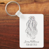 Modern Boho Wildebloem Bruids Haarstylist QR Sleutelhanger (Voorkant)