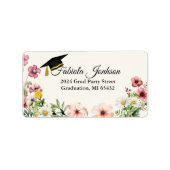 Modern Boho Wildflower Afstuderen Return Etiket (Voorkant)