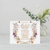 Modern Boho Wildflower Elegant Vrijgezellenfeest Folie Uitnodiging Briefkaart (Staand Voorkant)