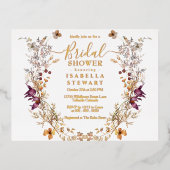 Modern Boho Wildflower Elegant Vrijgezellenfeest Folie Uitnodiging Briefkaart (Voorkant)