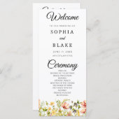 Modern Boho Wildflower Garden Wedding Programme (Voorkant / Achterkant)