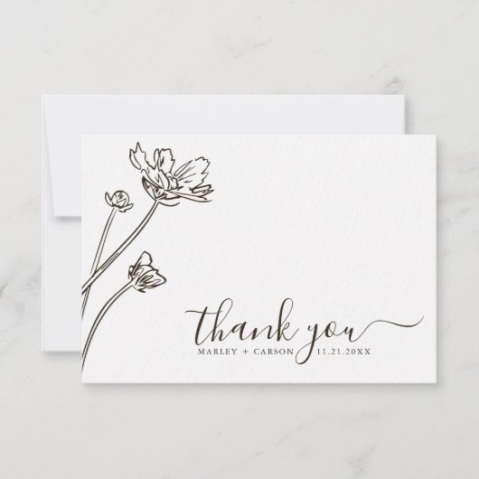 Modern Boho Wildflower Periwinkle Wedding Bedankkaart (Voorkant)