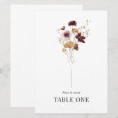 Modern Boho Wildflower Trouwtafel Naam Nummer Kaart (Voorkant / Achterkant)