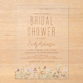 Modern Boho Wildflower Vrijgezellenfeest Elegant Acryl Uitnodigingen (Voorkant)