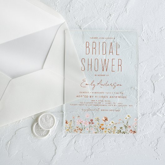 Modern Boho Wildflower Vrijgezellenfeest Elegant Acryl Uitnodigingen