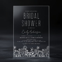 Modern Boho Wildflower Vrijgezellenfeest Elegant Acryl Uitnodigingen