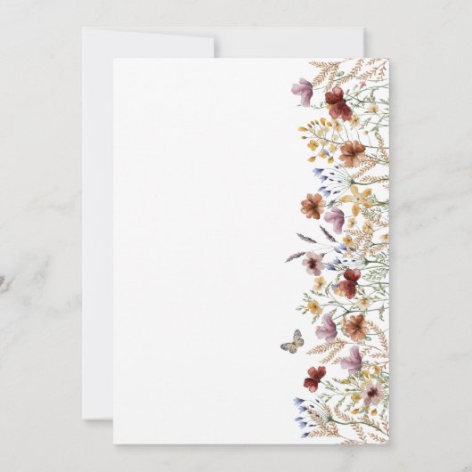 Modern Boho Wildflower Wedding Invitation Kaart (Achterkant)