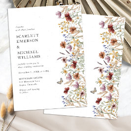 Modern Boho Wildflower Wedding Invitation Kaart