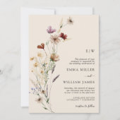 Modern Boho Wildflower Wedding Kaart (Voorkant)