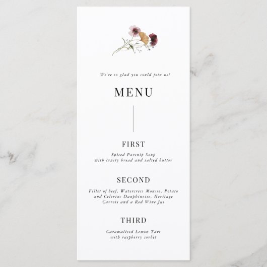 Modern Boho Wildflower Wedding Menu (Voorkant)
