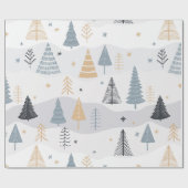 Modern Boho Winter Dennenboom Patroon Cadeaupapier (Vlak)