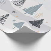 Modern Boho Winter Dennenboom Patroon Cadeaupapier (Hoek)
