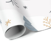 Modern Boho Winter Dennenboom Patroon Cadeaupapier (Rol Hoek)