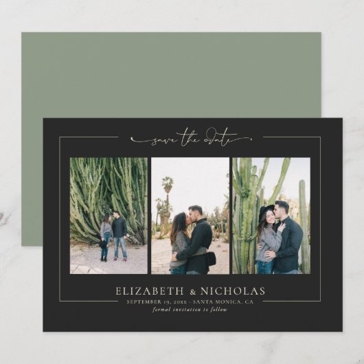 Modern Boho Woestijn | 3 Foto Save the Date (Voorkant / Achterkant)