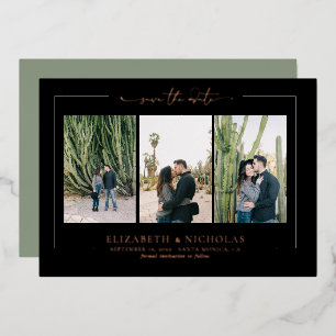 Modern Boho Woestijn   3 Foto Save the Date Folie Uitnodiging