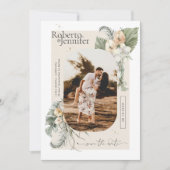 Modern Boho Woestijn | Bloemige Foto Save the Date (Voorkant)