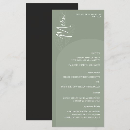 Modern Boho Woestijn | Eenvoudig Script Trouwmenu Menu (Voorkant / Achterkant)