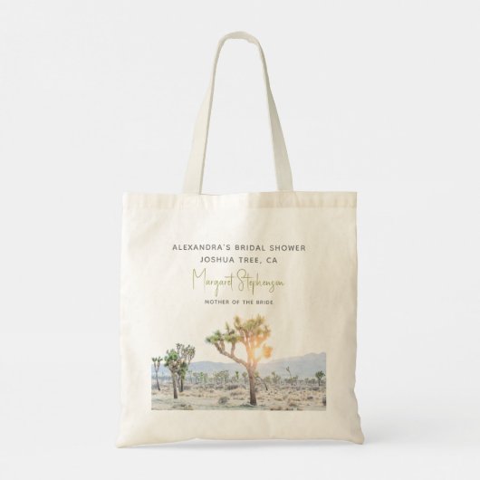 Modern Boho Woestijn Joshua Tree Bruiloftsfeest Fa Tote Bag (Achterkant)