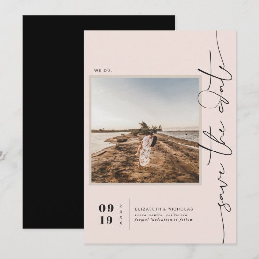 Modern Boho Woestijn | Vierkant Foto Save the Date (Voorkant / Achterkant)