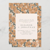 Modern Boho Yellow Floral Engagement Party Kaart (Voorkant / Achterkant)
