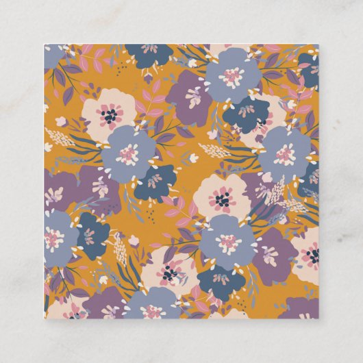 Modern Boho Yellow Floral Logo Vierkante Visitekaartje (Achterkant)