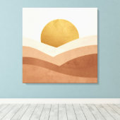 Modern Boho Zonsopgang Canvas | Warm Neutraal Afdruk (Insitu (Houten vloer))