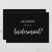 Modern Boho Zwart-Wit Bruidsmeisje Voorstel Feestdagenkaart (Voorkant / Achterkant)