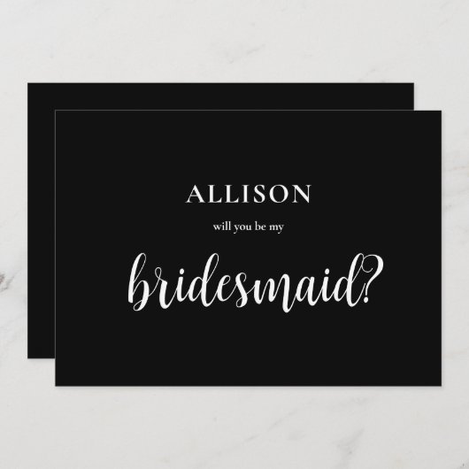 Modern Boho Zwart-Wit Bruidsmeisje Voorstel Feestdagenkaart (Voorkant / Achterkant)