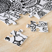 Modern Boho zwart-wit vogelpatroon Legpuzzel (Zijkant)