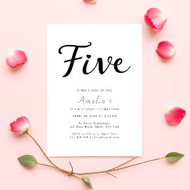 Modern Boho Zwarte Script Simpele 5e Verjaardag Kaart