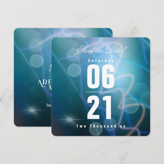 Modern Bokeh Blue Background Wedding (Voorkant / Achterkant)