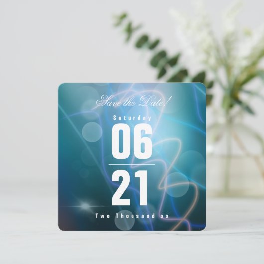 Modern Bokeh Blue Background Wedding (Staand voorkant)