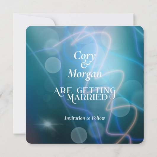 Modern Bokeh Blue Background Wedding (Achterkant)