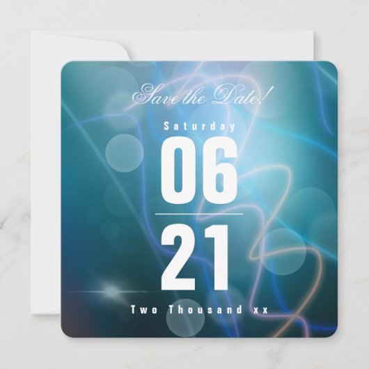 Modern Bokeh Blue Background Wedding (Voorkant)