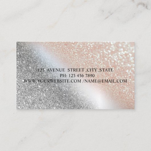 Modern Bokeh Glitter Faux Lashe Makeup Artist Visitekaartje (Achterkant)