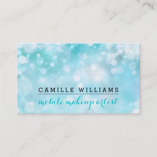 MODERN BOKEH grillige frisse heldere aqua blauw Visitekaartje (Voorkant)
