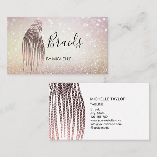 Modern Bokeh Hair Braider, haar Salon voor Braids  Visitekaartje (Voorkant / Achterkant)
