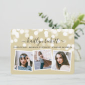 Modern Bokeh Lights 3 Foto Afstuderen Aankondiging (Staand voorkant)