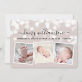 Modern Bokeh Lights 3 Foto geboorteaankondiging Aankondiging (Voorkant)