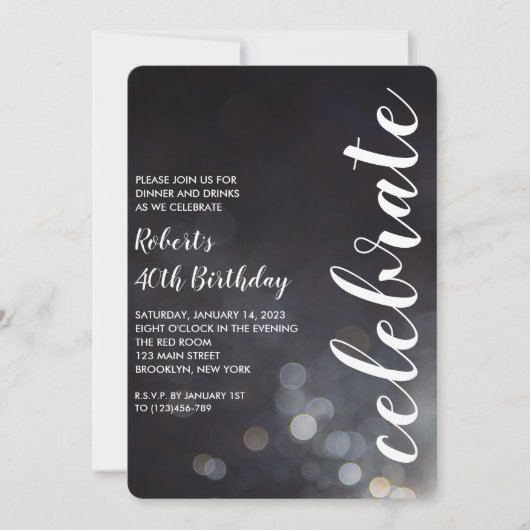 Modern Bokeh Lights Birthday Kaart (Voorkant)