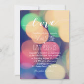 Modern Bokeh Lights Elegant Script Love Wedding Kaart (Voorkant)