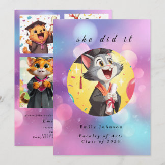 Modern Bokeh Lights Graduation invitation Kaart