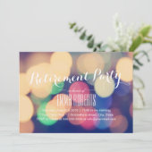 Modern Bokeh Lights Retirement Party Kaart (Staand voorkant)
