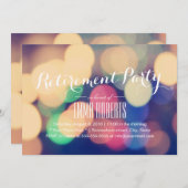 Modern Bokeh Lights Retirement Party Kaart (Voorkant / Achterkant)