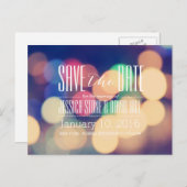 Modern Bokeh Lights Wedding Save the Date Aankondigingskaart (Voorkant / Achterkant)