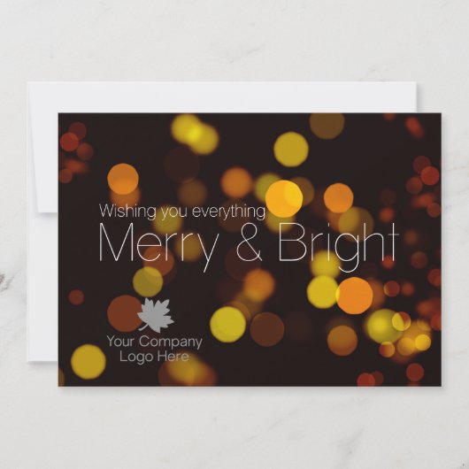 Modern Bokeh Merry Bright Corporate Logo Holiday Feestdagenkaart (Voorkant)